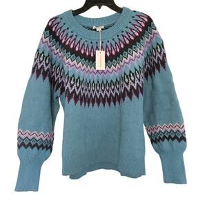 NWT SUNDANCE Eloise Fair Isle Pullover Sweater Teal/Green XL